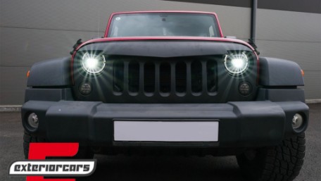 Full LED prednji farovi Angel Eye za pretvorbu u 2018 model / Jeep Wrangler JK (2007-2017), HLJEWJKLED
