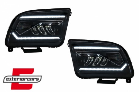 Full LED prednji farovi SEQ žmigavci (crna) / Ford Mustang V (2004-2009), HLFOMUFLED