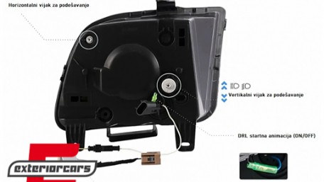Full LED prednji farovi SEQ žmigavci (crna) / Ford Mustang V (2004-2009), HLFOMUFLED