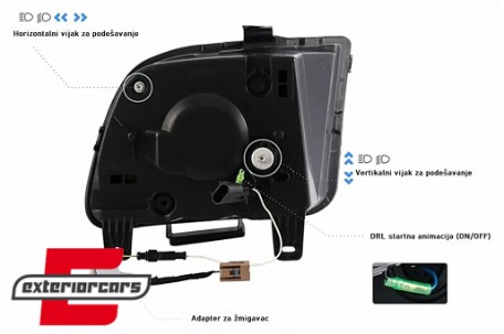 Full LED prednji farovi SEQ žmigavci (crna) / Ford Mustang V (2004-2009), HLFOMUFLED