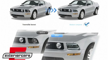 Full LED prednji farovi SEQ žmigavci (crna) / Ford Mustang V (2004-2009), HLFOMUFLED