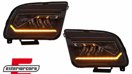 Full LED prednji farovi SEQ žmigavci (crna) / Ford Mustang V (2004-2009), HLFOMUFLED