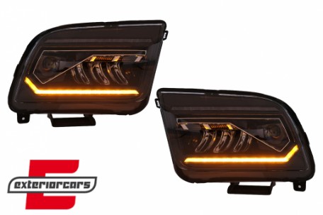 Full LED prednji farovi SEQ žmigavci (crna) / Ford Mustang V (2004-2009), HLFOMUFLED