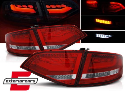 Full LED stražnja svjetla LedBar dizajn (crvena/kristal) / Audi A4 B8 limuzina (2008-2011), LDAUA2