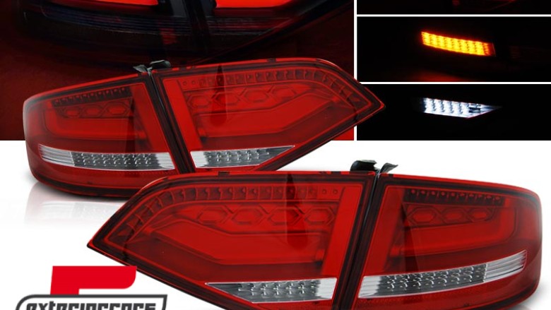 Full LED stražnja svjetla LedBar dizajn (crvena/kristal) / Audi A4 B8 limuzina (2008-2011), LDAUA2