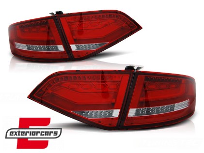 Full LED stražnja svjetla LedBar dizajn (crvena/kristal) / Audi A4 B8 limuzina (2008-2011), LDAUA2