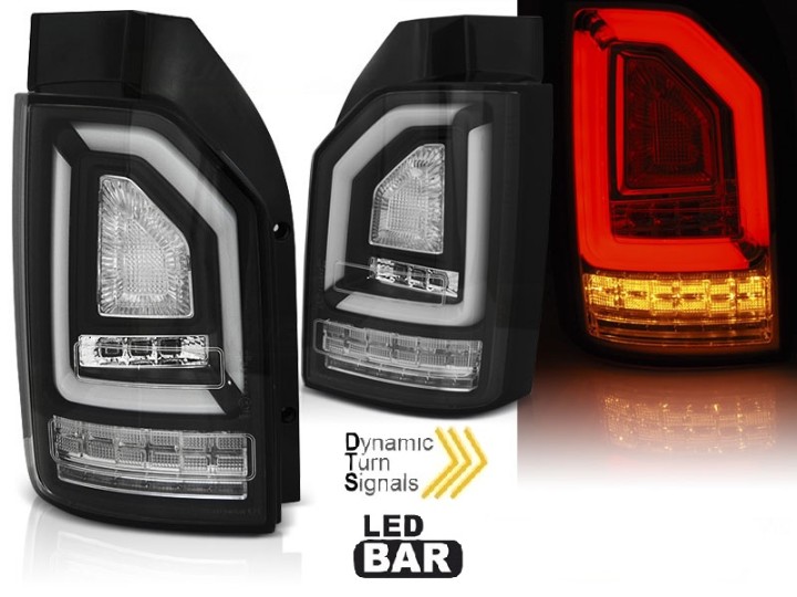 Full LED stražnja svjetla LedBar SEQ žmigavci (crna) / VW Transporter Multivan Caravelle T6 (2015-2019), LDVWK0