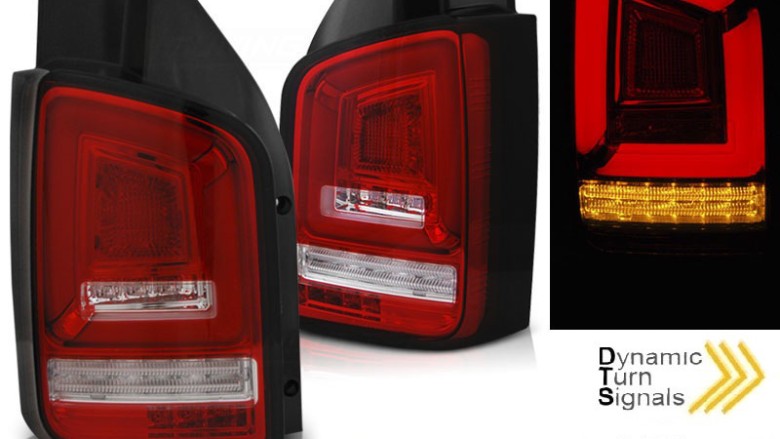Full LED stražnja svjetla LedBar SEQ Žmigavci (crvena/kristal) / Volkswagen T5 (04.2003-2009), LDVWL1