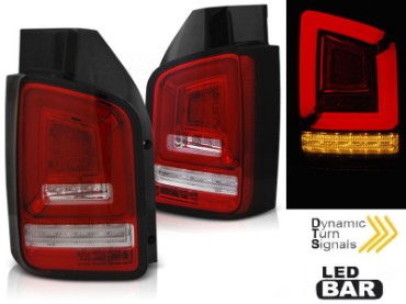Full LED stražnja svjetla LedBar SEQ Žmigavci (crvena/kristal) / Volkswagen T5 (04.2003-2009), LDVWL1