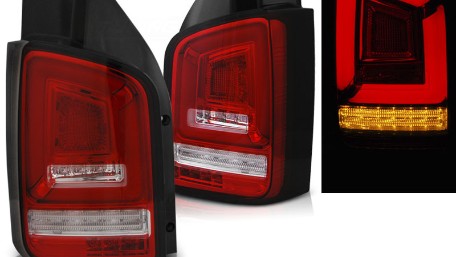Full LED stražnja svjetla LedBar SEQ žmigavci (crvena/kristal) / Volkswagen T5.1 (04.2010-2015), LDVWL6