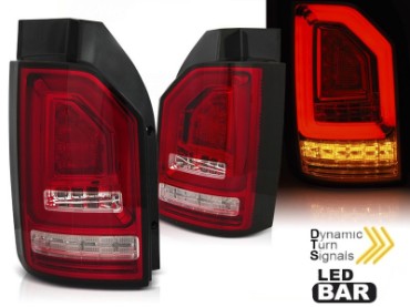 Full LED stražnja svjetla LedBar SEQ žmigavci (crvena/kristal) / VW Transporter Multivan Caravelle T6 (2015-2019), LDVWJ2