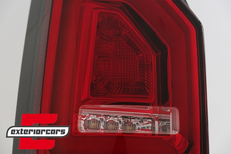 Full LED stražnja svjetla LedBar SEQ žmigavci (crvena/kristal) / VW Transporter Multivan Caravelle T6 (2015-2019), LDVWJ2