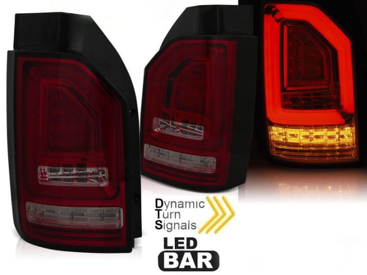 Full LED stražnja svjetla LedBar SEQ žmigavci (crvena/smoke) / VW Transporter Multivan Caravelle T6 (2015-2019), LDVWJ8