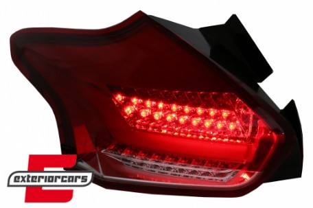 Full LED stražnja svjetla SEQ žmigavci (crvena/kristal) / Ford Focus 3 Hatchback Facelift (2015-2018), LDFO61
