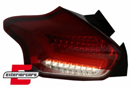 Full LED stražnja svjetla SEQ žmigavci (crvena/kristal) / Ford Focus 3 Hatchback Facelift (2015-2018), LDFO61