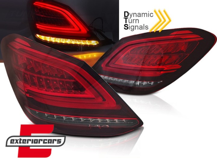 Full LED stražnja svjetla SEQ žmigavci Facelift dizajn (crvena/kristal) / Mercedes C-klasa W205 limuzina (2014-2018), LDMEC9