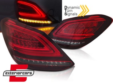 Full LED stražnja svjetla SEQ žmigavci Facelift dizajn (crvena/kristal) / Mercedes C-klasa W205 limuzina (2014-2018), LDMEC9