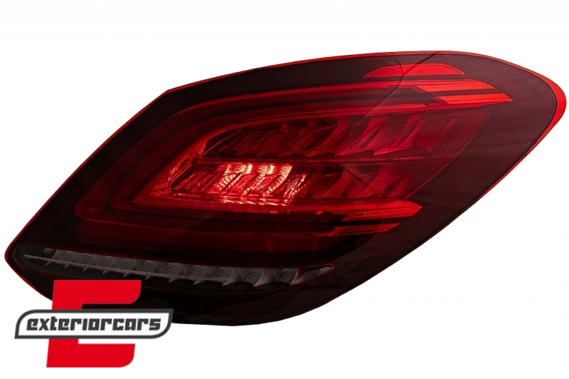 Full LED stražnja svjetla SEQ žmigavci Facelift dizajn (crvena/kristal) / Mercedes C-klasa W205 limuzina (2014-2018), LDMEC9