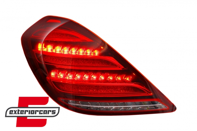Full LED stražnja svjetla SEQ žmigavci Facelift dizajn (crvena/kristal) / Mercedes S-klasa W222 (2013-2017), TLMBW222F