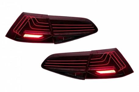 Full LED stražnja svjetla SEQ žmigavci LASER look (crvena) / VW Golf 7 & 7.5 VII (2012-2019), LDVWW6