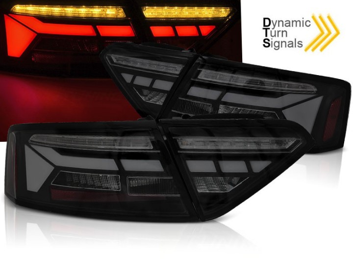 Full LED stražnja svjetla SEQ žmigavci LedBar dizajn (crna/smoke) / Audi A5 8T Facelift (2012-2016), LDAUK6