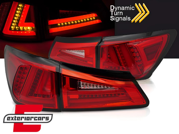 Full LED stražnja svjetla SEQ žmigavci LedBar dizajn (crvena/kristal) / Lexus IS XE20 (2006-2012), LDLE11