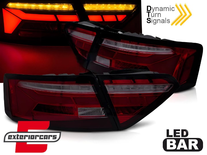 Full LED stražnja svjetla SEQ žmigavci LedBar dizajn (crvena/smoke) / Audi A5 8T Facelift (2012-2016), LDAUJ4