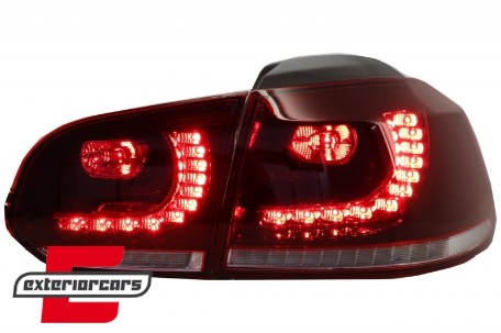 Full LED stražnja svjetla SEQ žmigavci R20 dizajn (crvena/kristal) / VW Golf 6 VI (2008-2013), LDVWU7