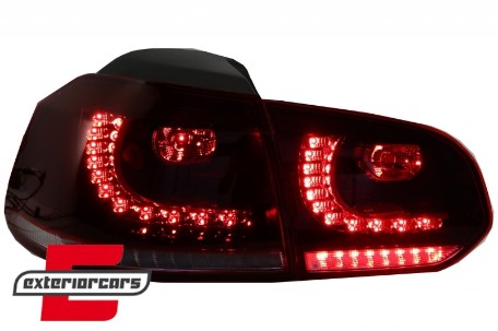 Full LED stražnja svjetla SEQ žmigavci R20 dizajn (crvena/kristal) / VW Golf 6 VI (2008-2013), LDVWU7