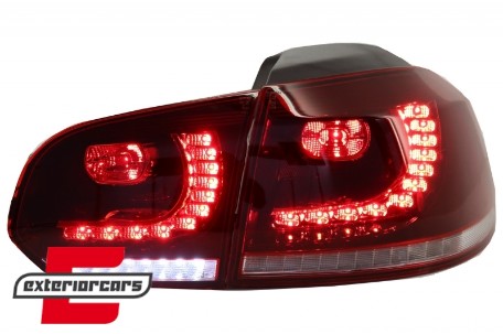 Full LED stražnja svjetla SEQ žmigavci R20 dizajn (crvena/kristal) / VW Golf 6 VI (2008-2013), LDVWU7