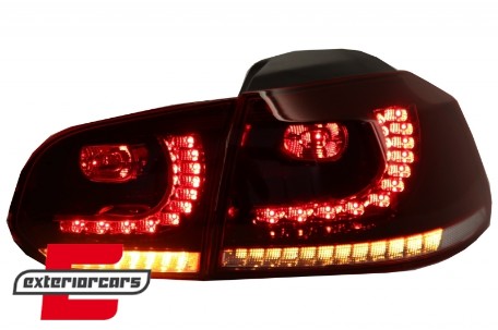 Full LED stražnja svjetla SEQ žmigavci R20 dizajn (crvena/kristal) / VW Golf 6 VI (2008-2013), LDVWU7