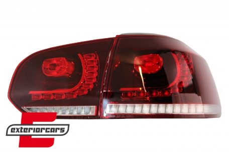 Full LED stražnja svjetla SEQ žmigavci R20 dizajn (crvena/kristal) / VW Golf 6 VI (2008-2013), LDVWU7