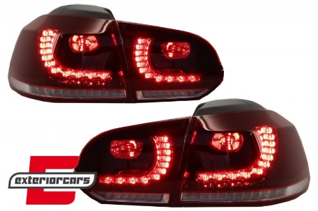 Full LED stražnja svjetla SEQ žmigavci R20 dizajn (crvena/kristal) / VW Golf 6 VI (2008-2013), LDVWU7