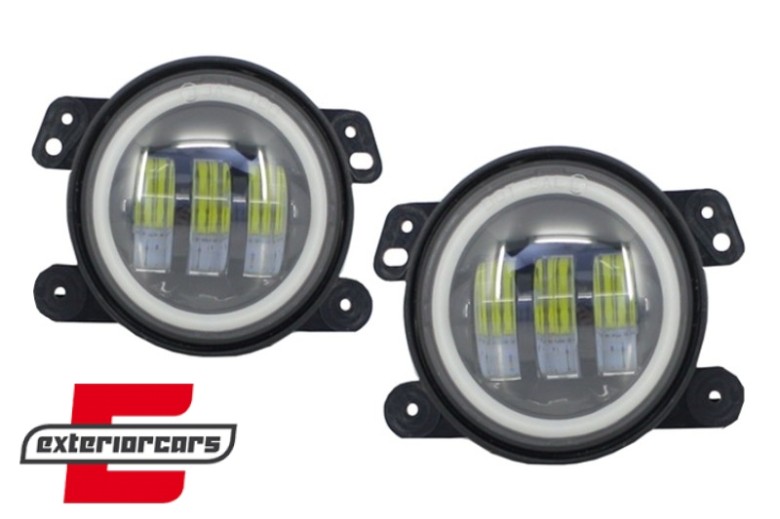 Full LED svjetla za maglu (maglenke) Angel Eyes (4 inch) / JEEP Wrangler JK TJ LJ (2007-2017), FLJEWR4D