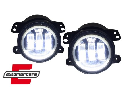 Full LED svjetla za maglu (maglenke) Angel Eyes (4 inch) / JEEP Wrangler JK TJ LJ (2007-2017), FLJEWR4D