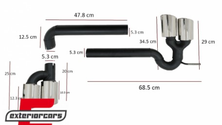 Ispušni sustav Sport dizajn (chrome) / Audi A3 8V Limuzina Cabrio (2012-2019), ESAUA38VRS