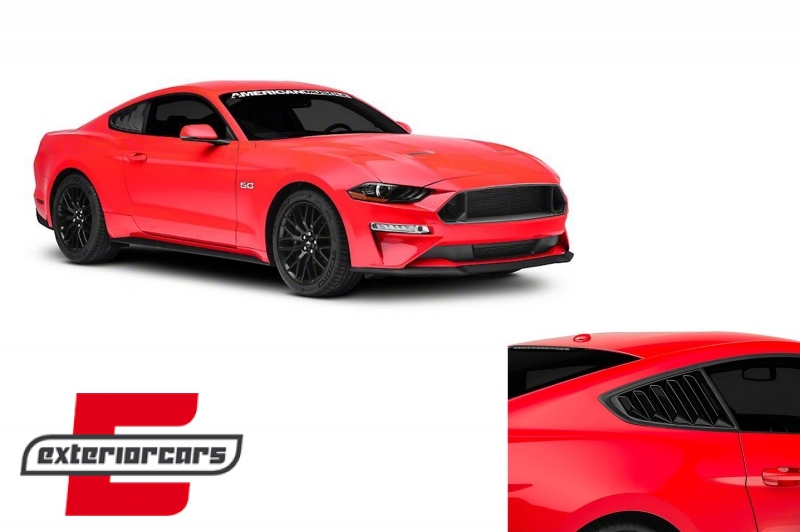 Klasični četvrtasti bočni prozorski poklopci (mat crna) / Ford Mustang Mk6 VI (2015-2022), 41495