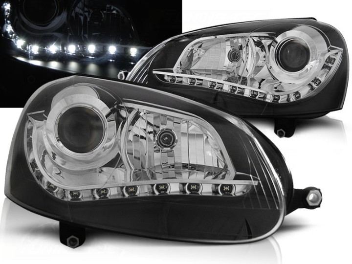 LED prednja svjetla DayLight (crna) / Volkswagen Golf 5 (2003-2008), LPVWG5
