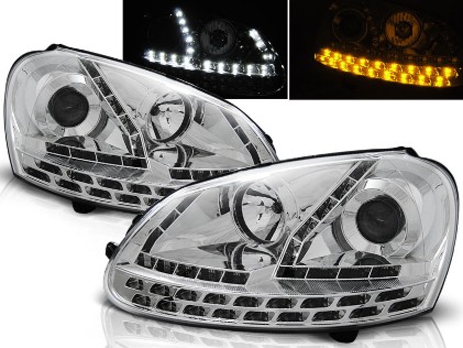 LED prednja svjetla DayLight LED žmigavci (chrome) / Volkswagen Golf 5 (2003-2008), LPVWF8