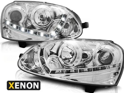 LED prednja svjetla DayLight Xenon (chrome) / Volkswagen Golf 5 (2003-2008), LPVWD4