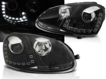 LED prednja svjetla TrueDRL (crna) / Volkswagen Golf 5 (2003-2008), LPVWM6