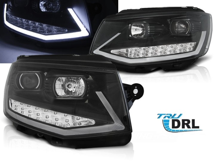 LED prednja svjetla TubeLight dizajn (crna/chrome) / VW T6 (2015-2019), LPVWR0