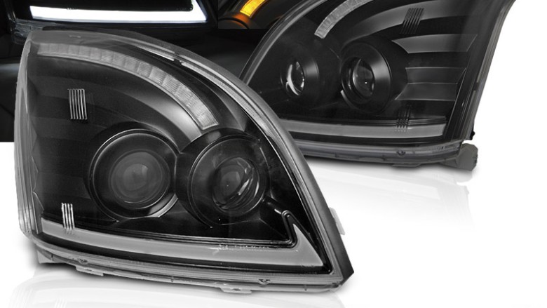 LED prednja svjetla TubeLight SEQ (crna) / Toyota Land Cruiser FJ120 (2003-2009), LPTO38
