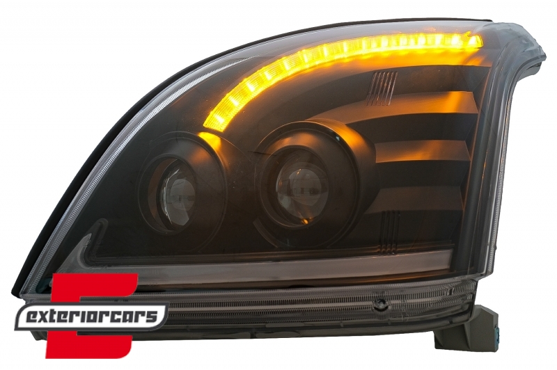 LED prednja svjetla TubeLight SEQ (crna) / Toyota Land Cruiser FJ120 (2003-2009), LPTO38