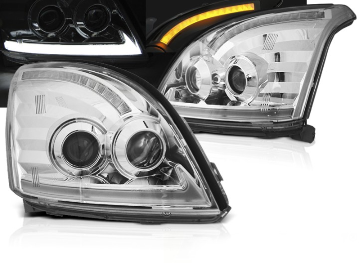 LED prednja svjetla TubeLight SEQ žmigavci (chrome) / Toyota Land Cruiser FJ120 (2003-2009), LPTO37