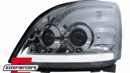 LED prednja svjetla TubeLight SEQ žmigavci (chrome) / Toyota Land Cruiser FJ120 (2003-2009), LPTO37