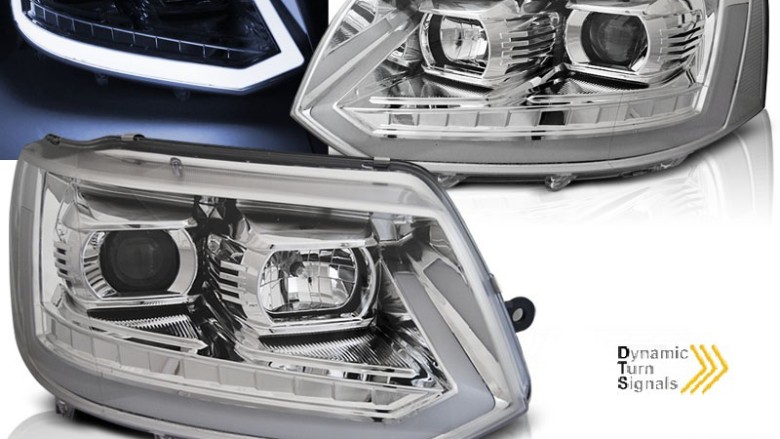 LED prednja svjetla TubeLight SEQ žmigavci (chrome) / VW T5.1 (2010-2015), LPVWR6