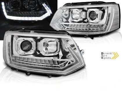 LED prednja svjetla TubeLight SEQ žmigavci (chrome) / VW T5.1 (2010-2015), LPVWS5