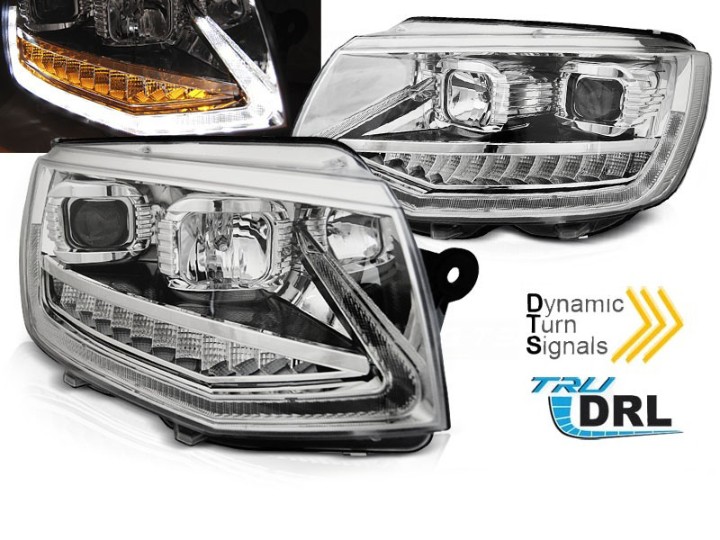 LED prednja svjetla TubeLight SEQ žmigavci (chrome) / VW T6 (2015-2019), LPVWS7