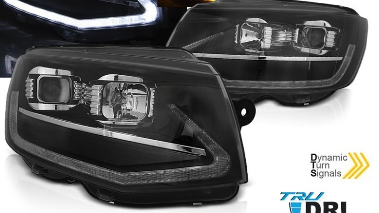 LED prednja svjetla TubeLight SEQ žmigavci (crna) / Volkswagen T6 (2015-2019), LPVWT4